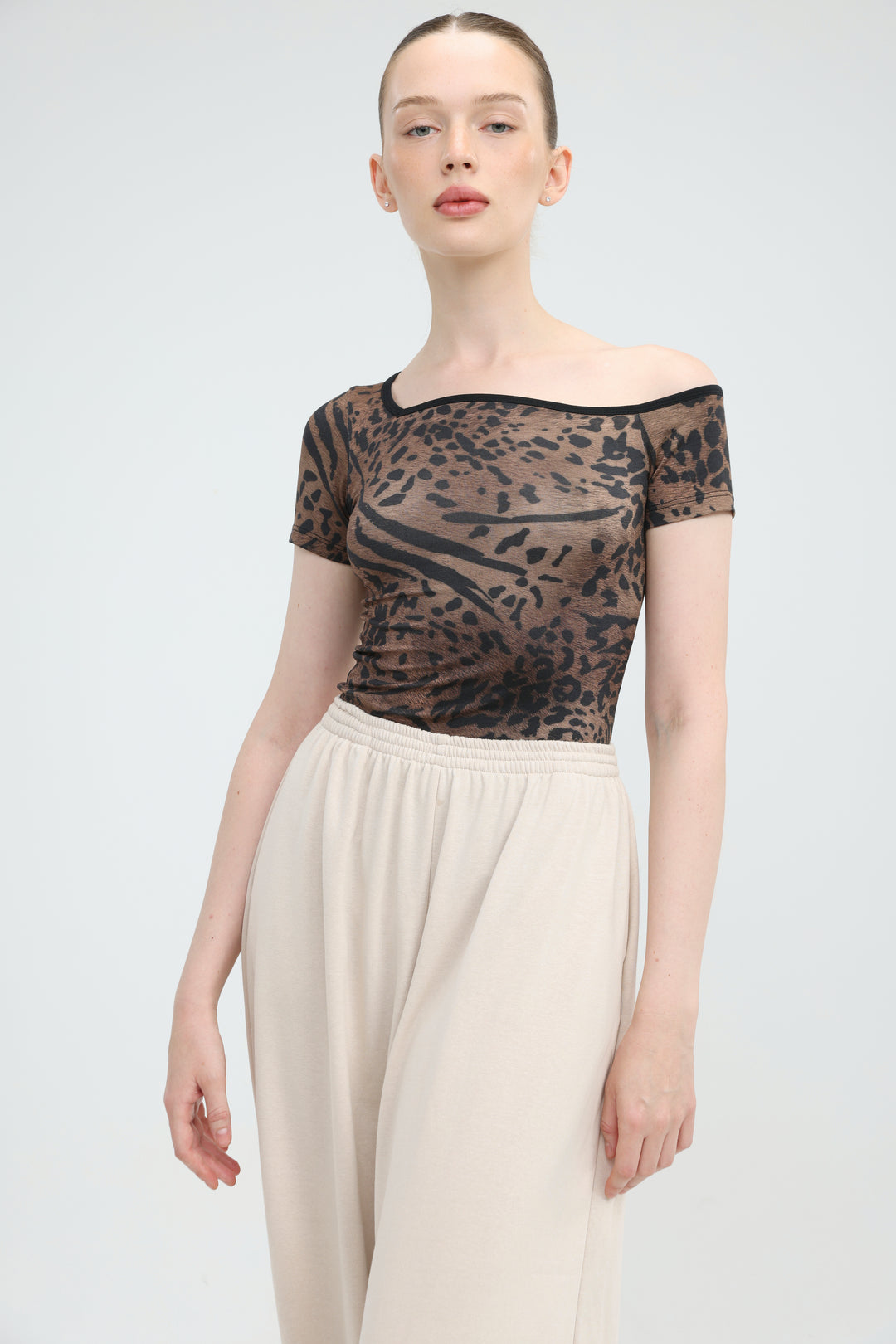 Temptation Leopard One Shoulder T-Shirt