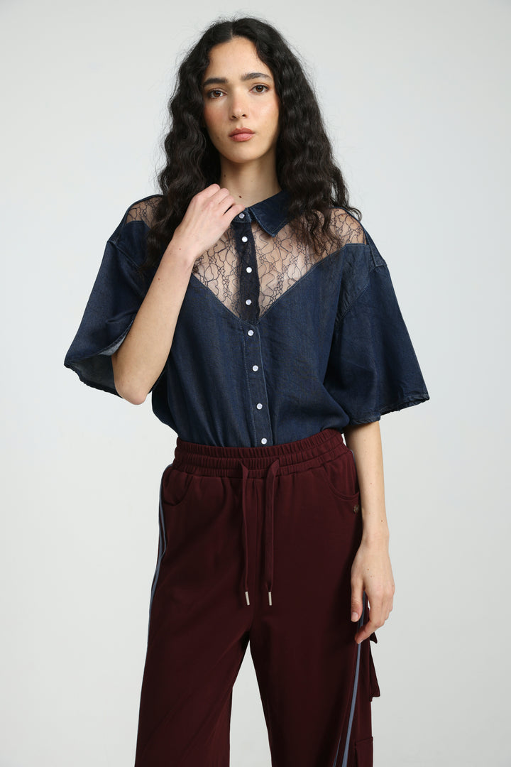 Reorganized Dark Blue Soft Denim T-Shirt