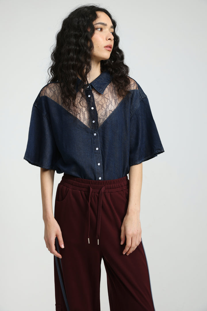 Reorganized Dark Blue Soft Denim T-Shirt