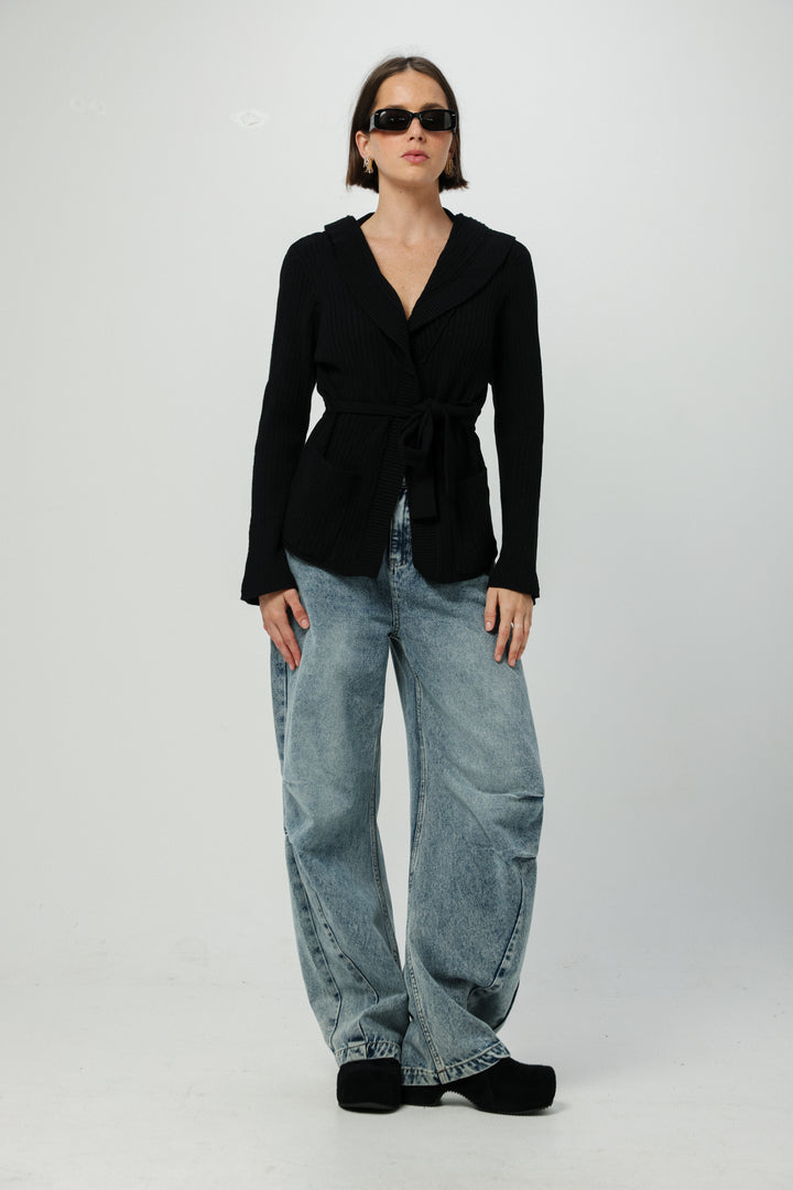 Knitted Black Kimono