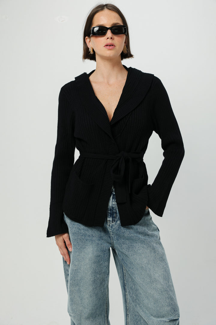 Knitted Black Kimono