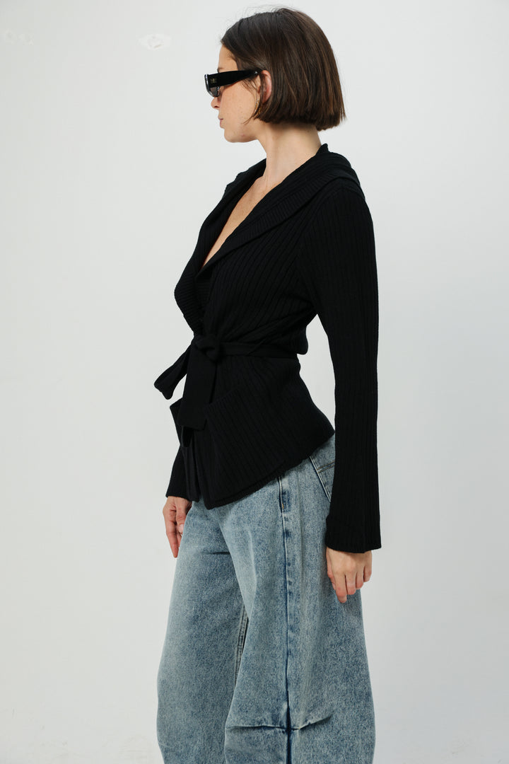 Knitted Black Kimono