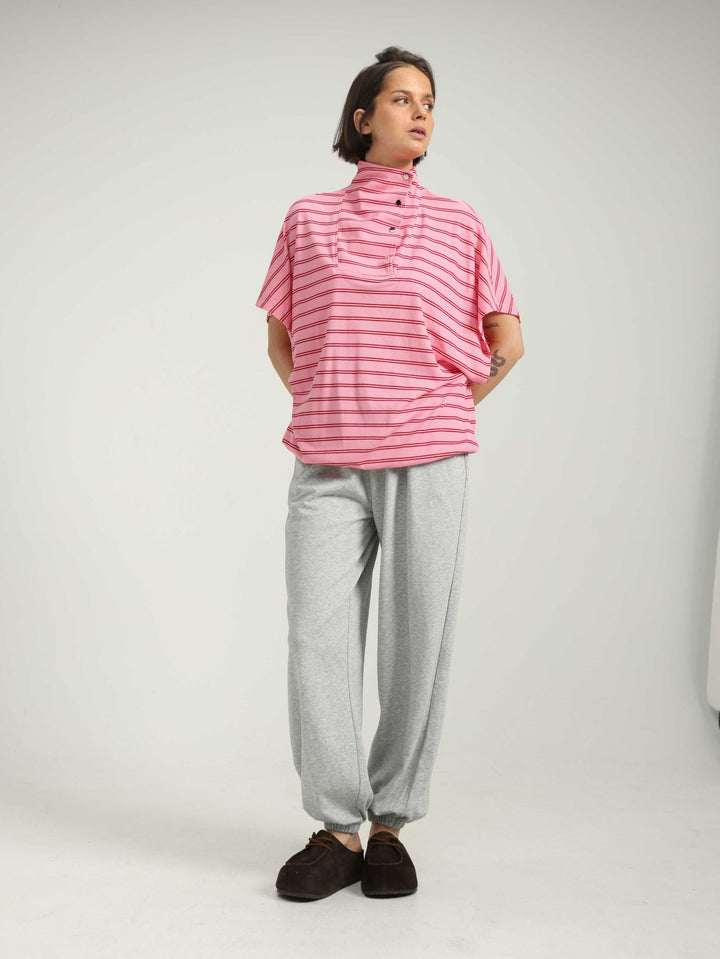 Must Pink Striped Polo