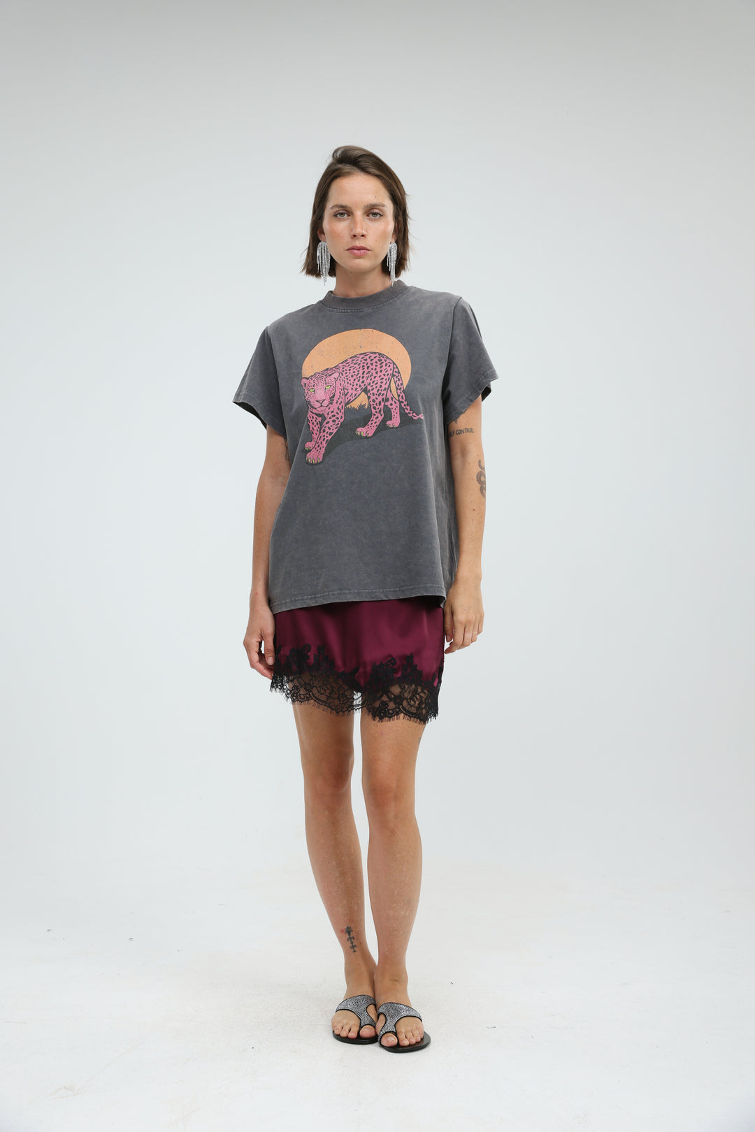 Peacock Wine Mini Skirt