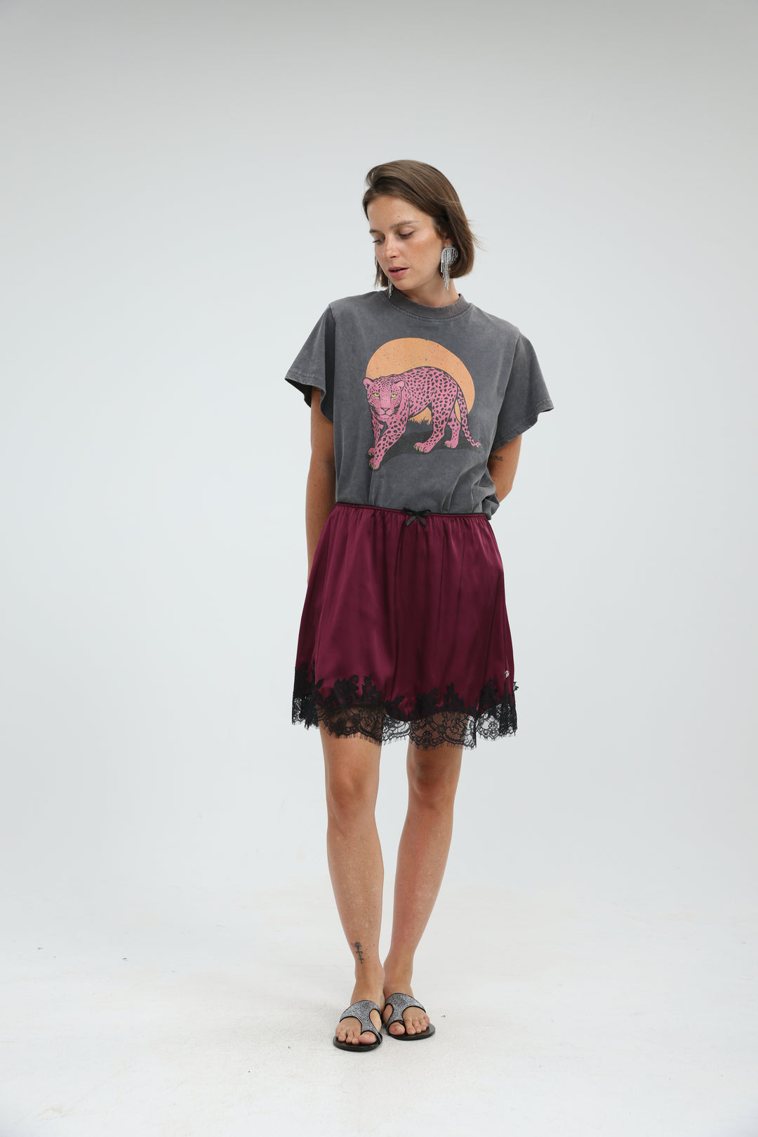 Peacock Wine Mini Skirt