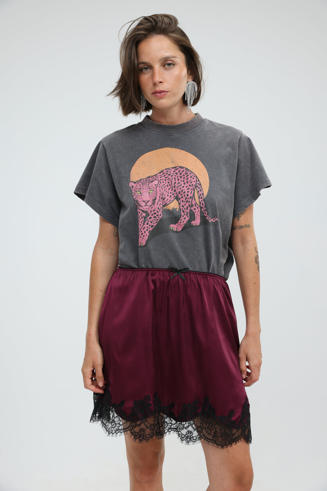 Peacock Wine Mini Skirt