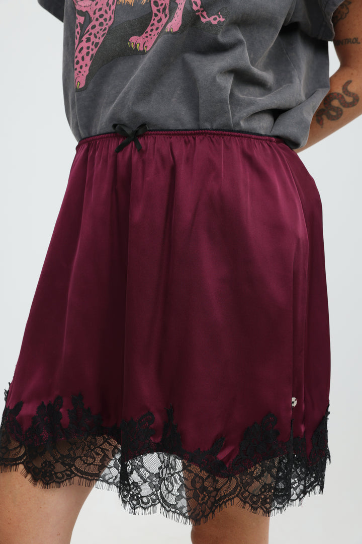 Peacock Wine Mini Skirt