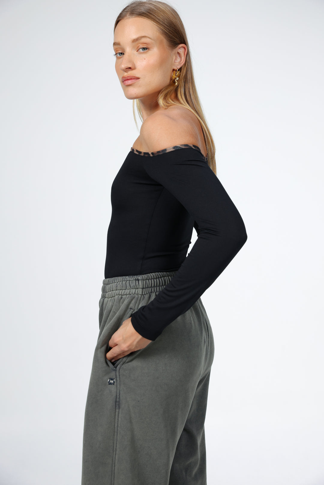 Temptation Black Drop Shoulder Top