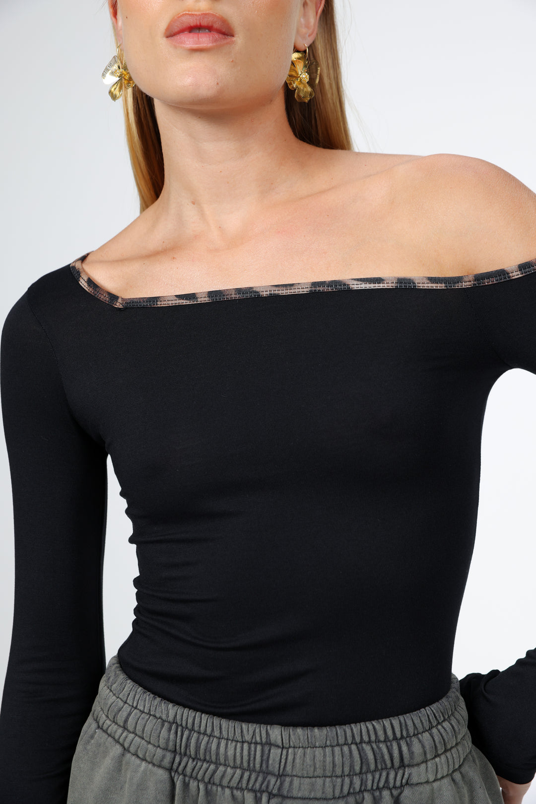 Temptation Black Drop Shoulder Top