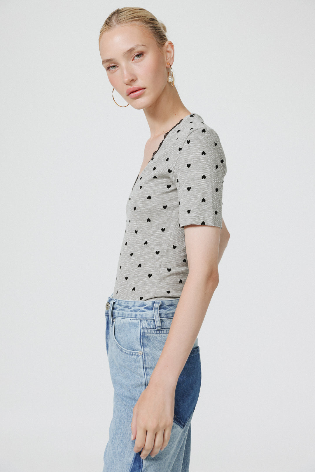 People Grey Bodysuit