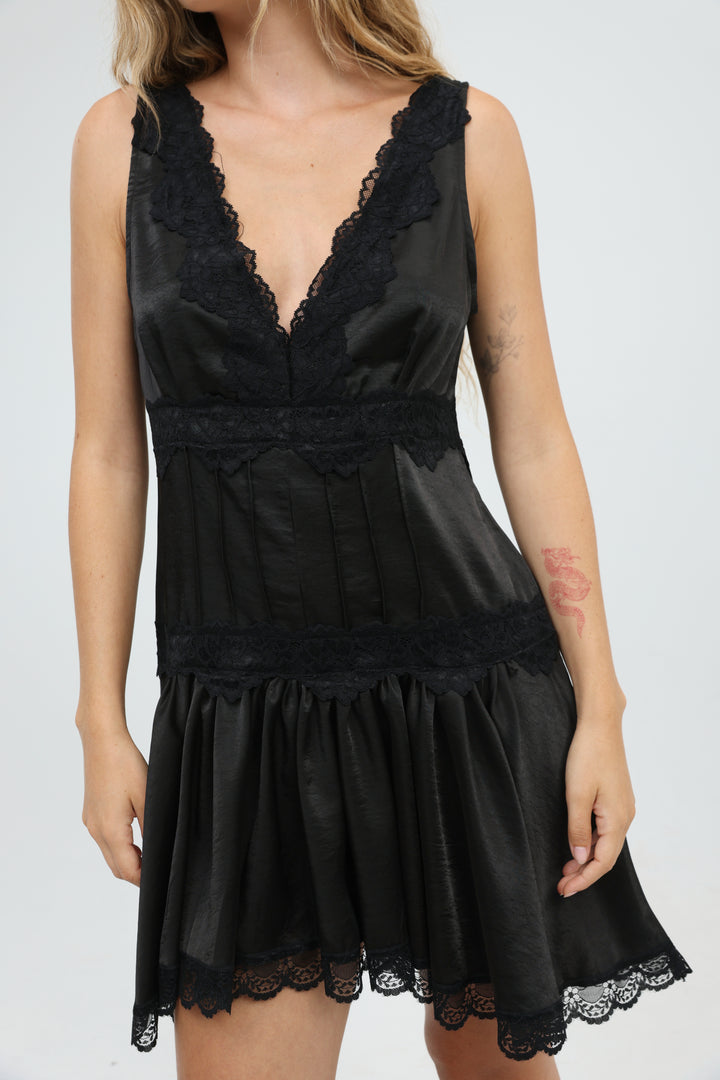 Satin Black Mini Dress