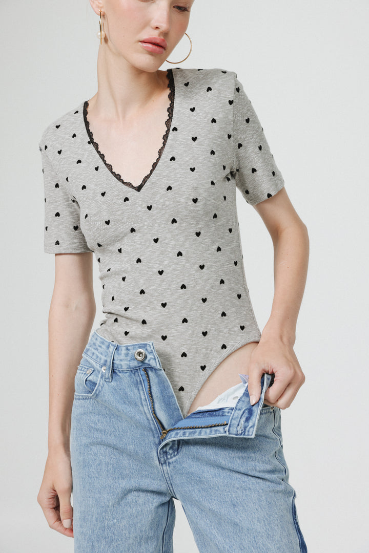 People Grey Bodysuit