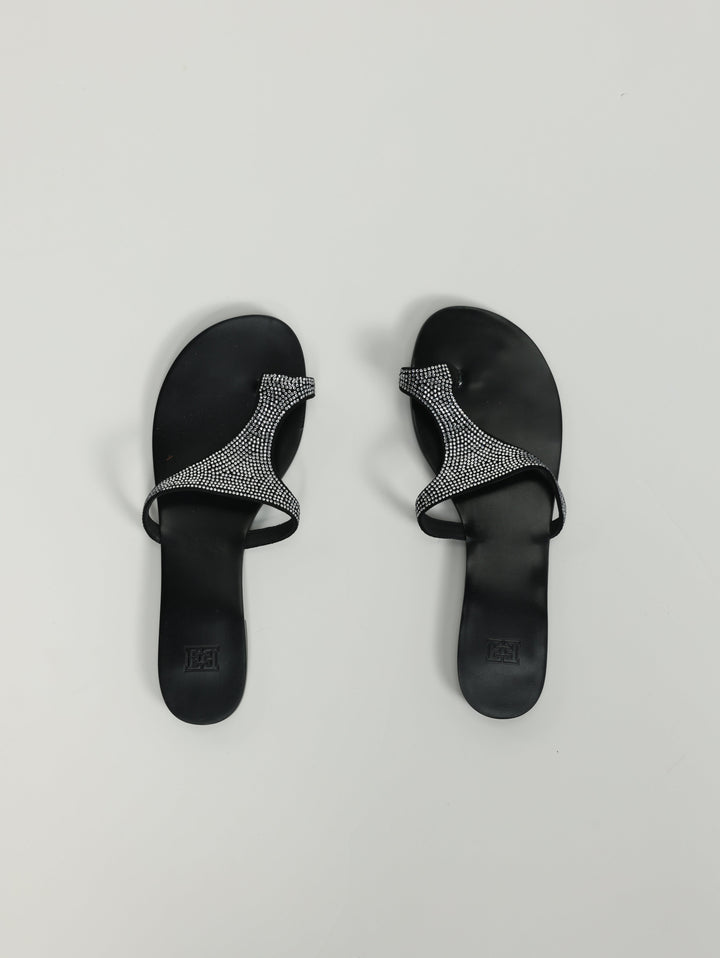 Rhinestone Black Sandals