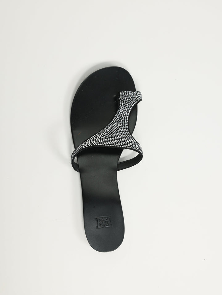 Rhinestone Black Sandals