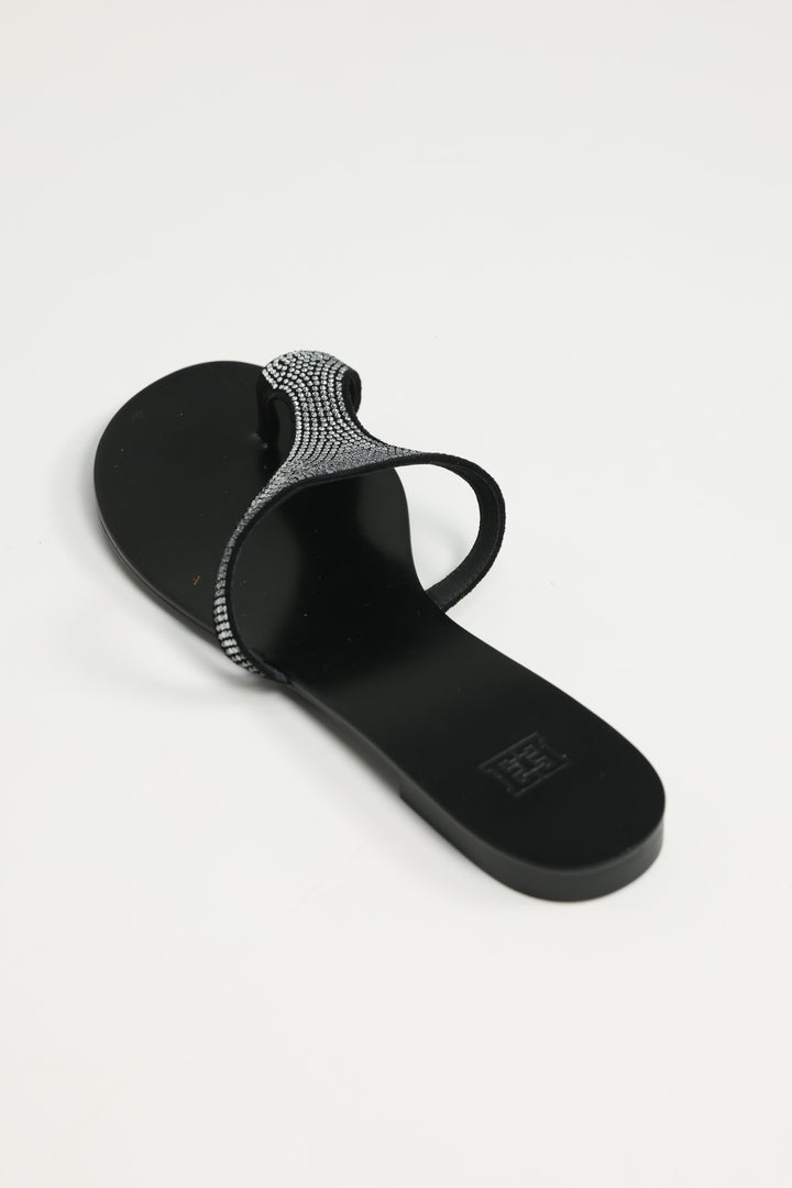 Rhinestone Black Sandals