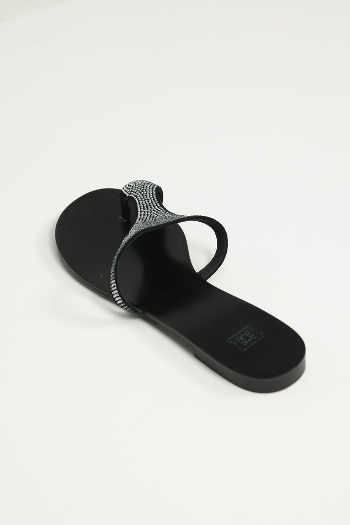 Rhinestone Black Sandals