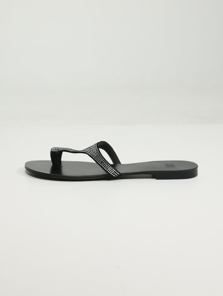 Rhinestone Black Sandals