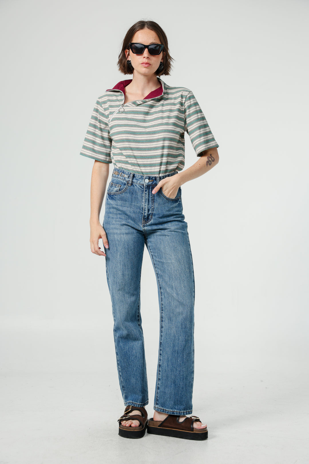 Asa Green Striped Polo