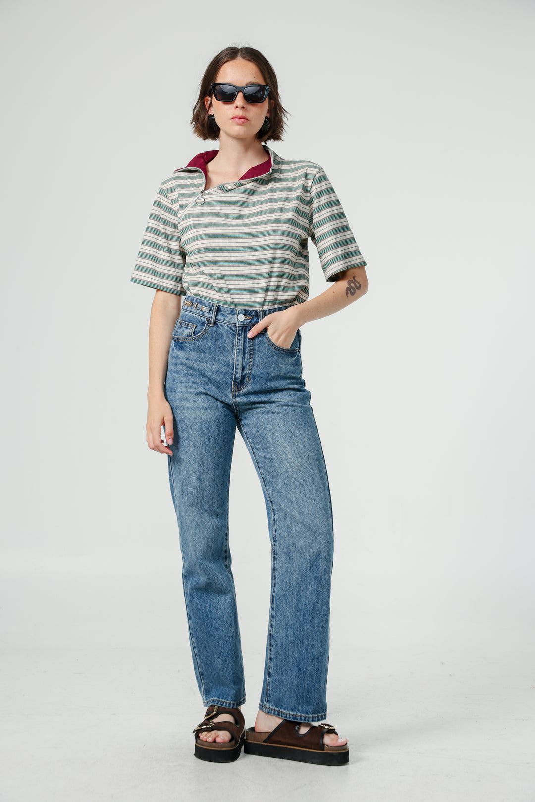Asa Green Striped Polo