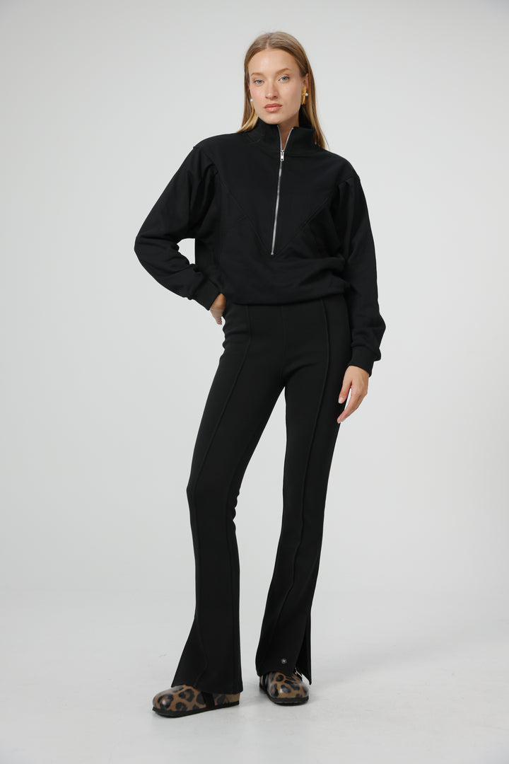 Flared Black Split Leggings