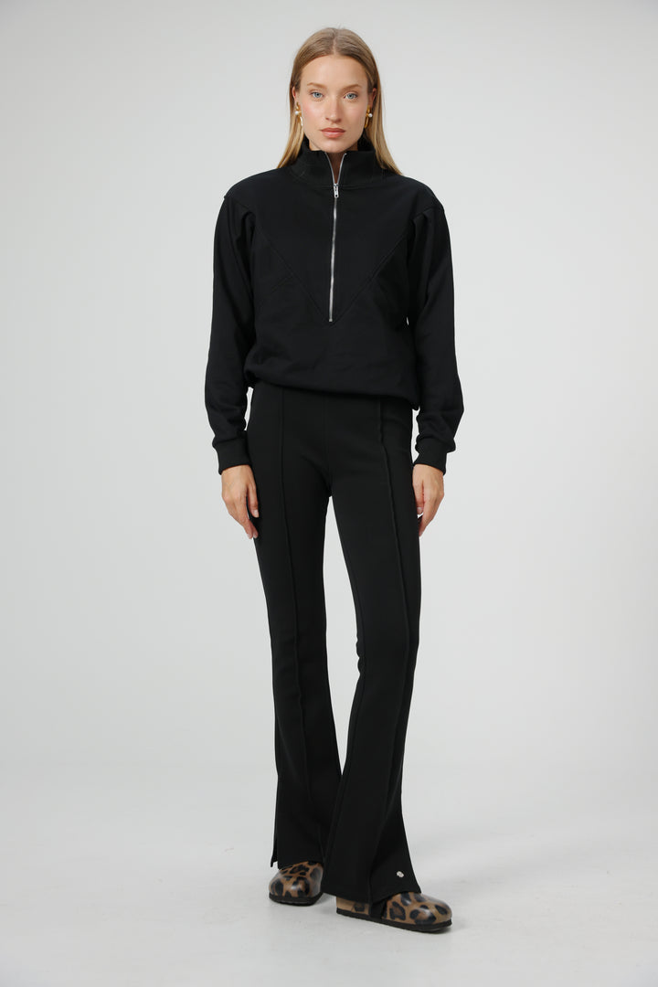 Flared Black Split Leggings