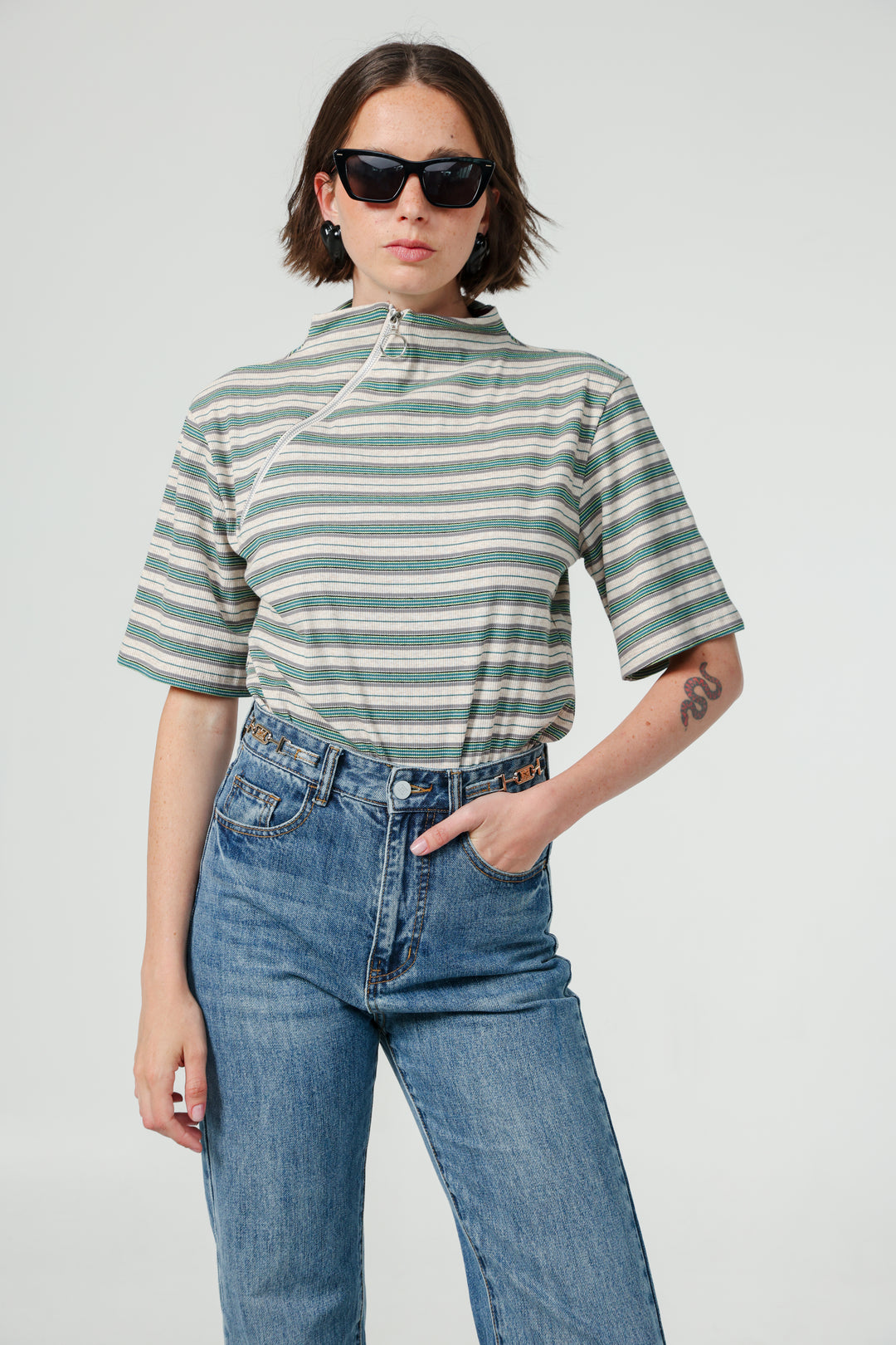 Asa Green Striped Polo