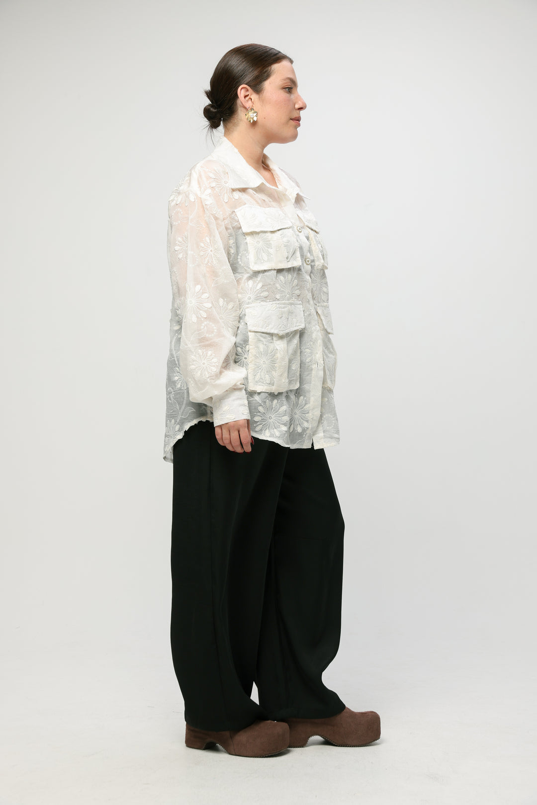 Pockets Pink Striped Buttoned Shirt