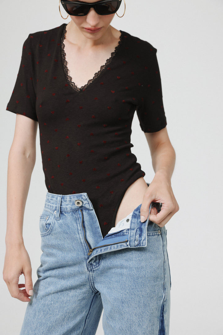 People Black Bodysuit