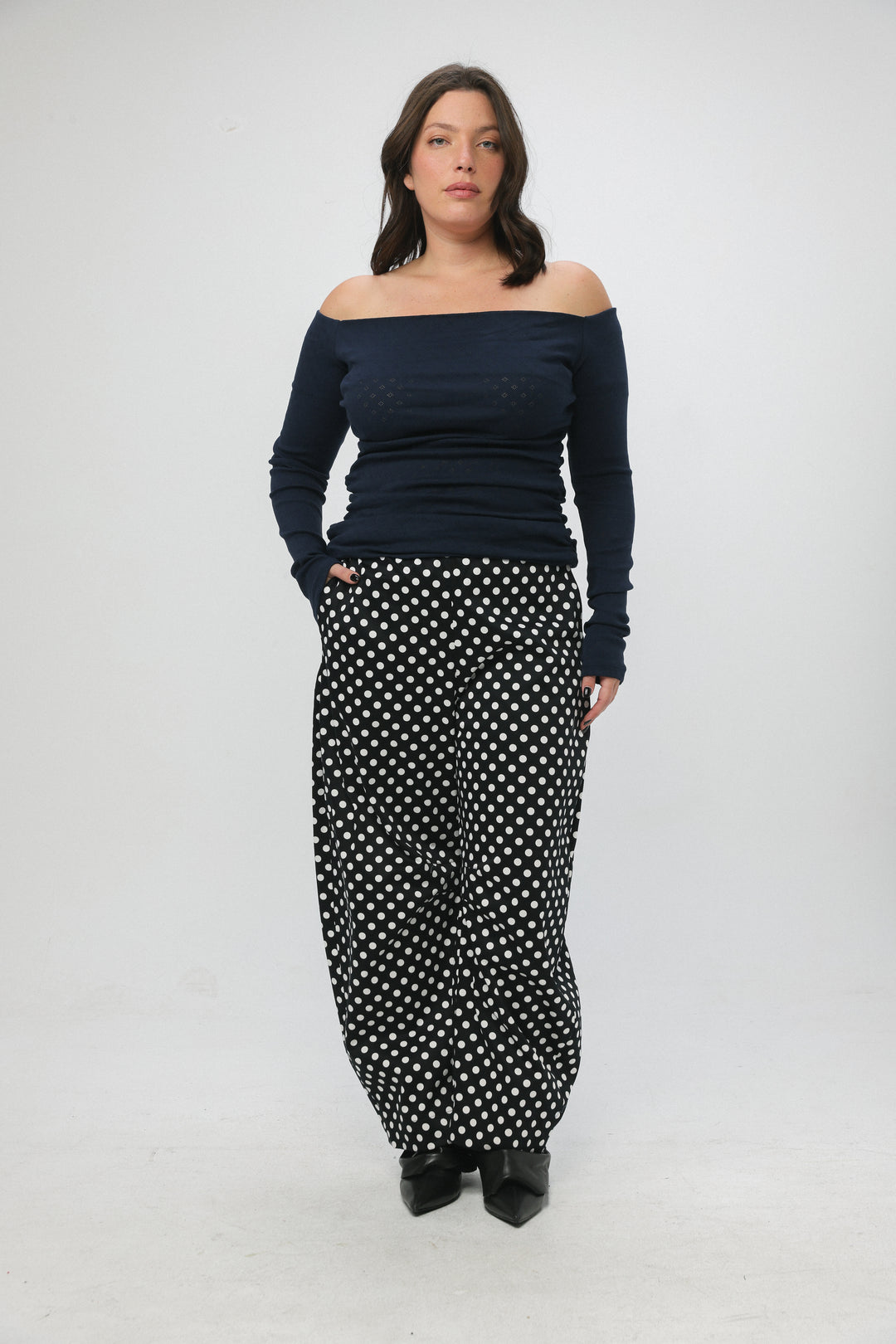 Revival Navy Off Shoulder Top