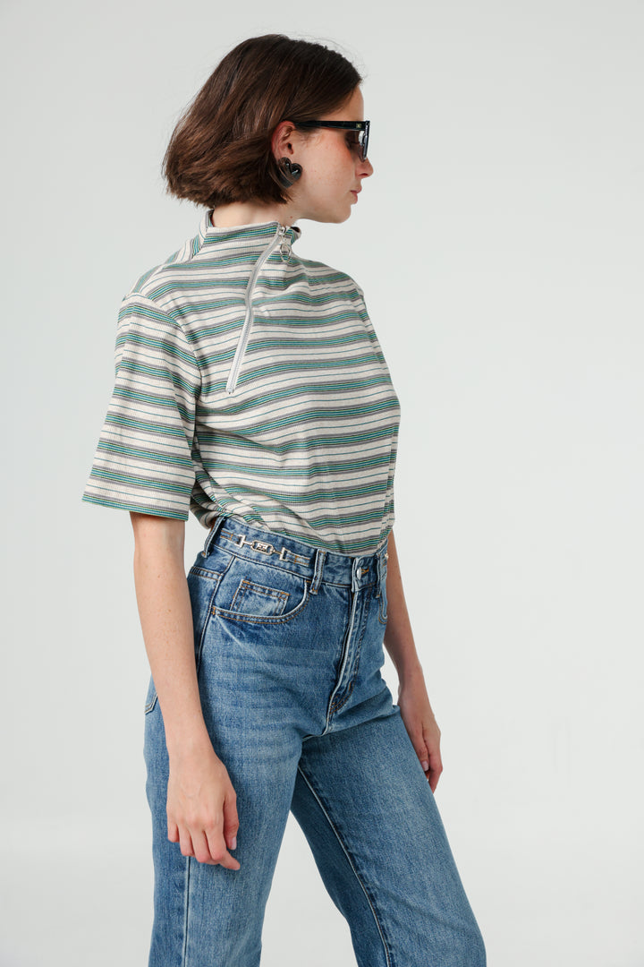 Asa Green Striped Polo