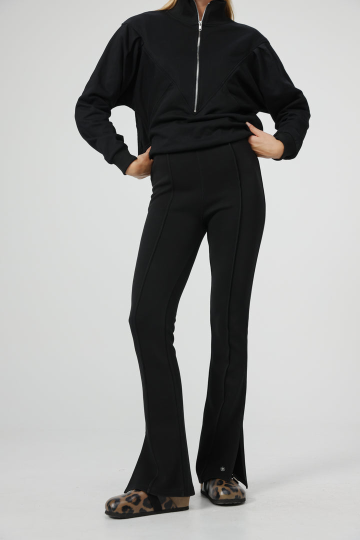 Flared Black Split Leggings