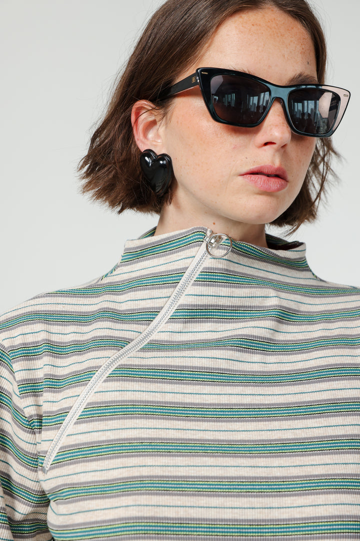 Asa Green Striped Polo