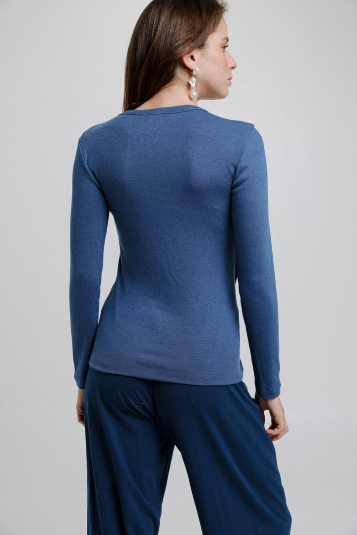 Snap Blue Knitted Top