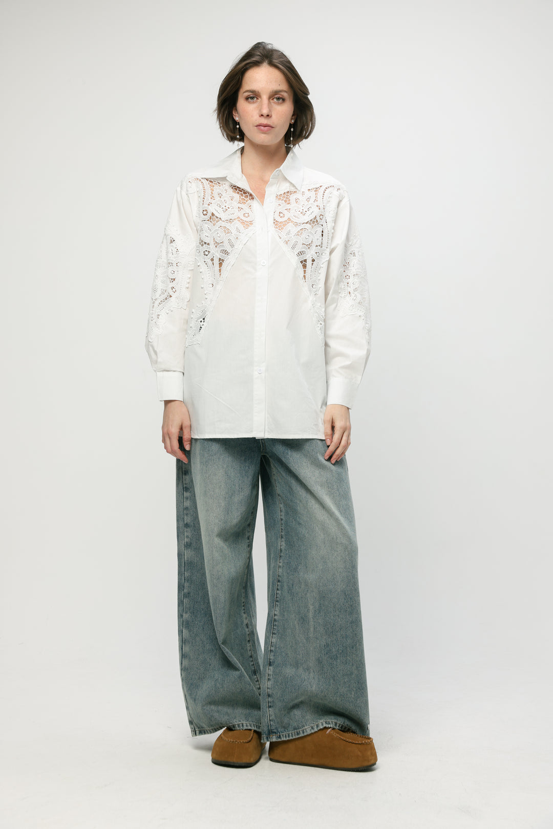 Lace Panel White Shirt