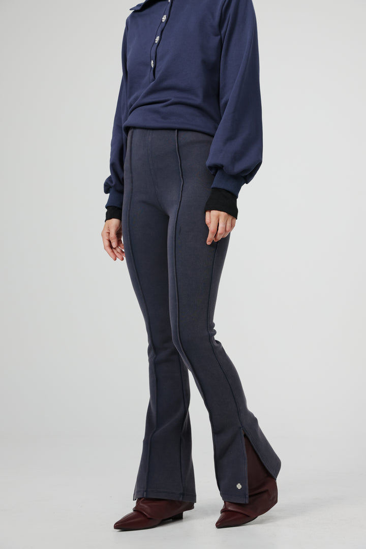 Flared Navy Split Leggings