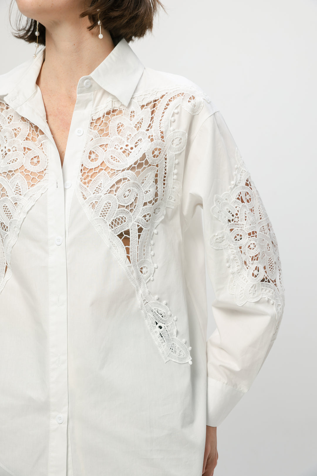 Lace Panel White Shirt
