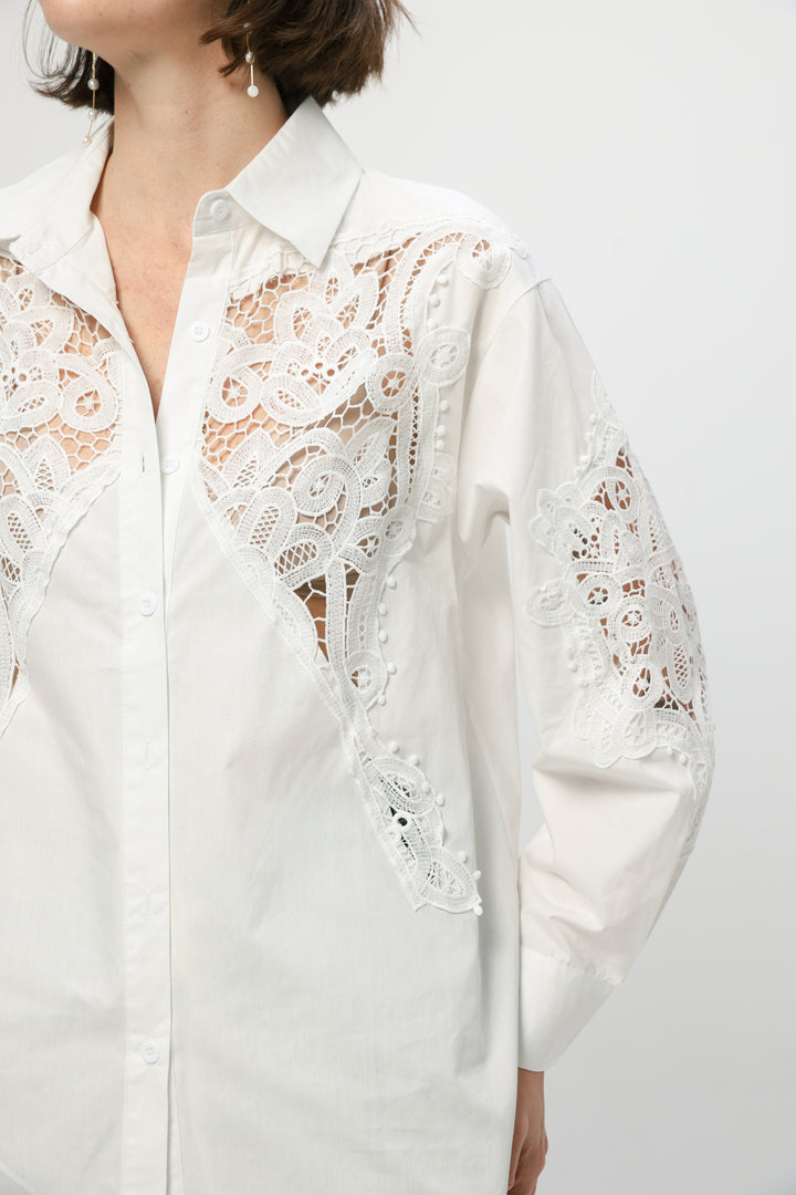 Lace Panel White Shirt