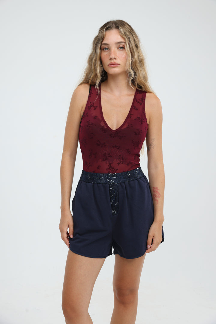 Frame Wine Bodysuit