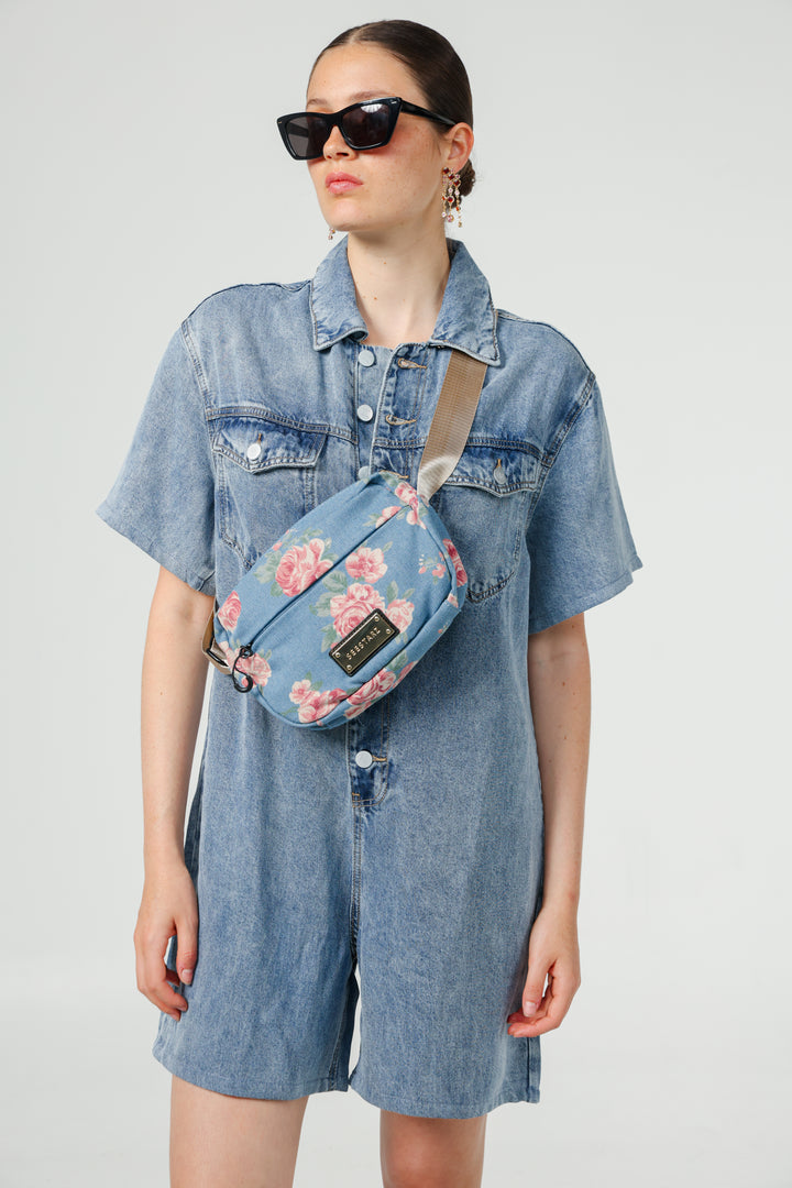 Done Floral Denim Belt Bag