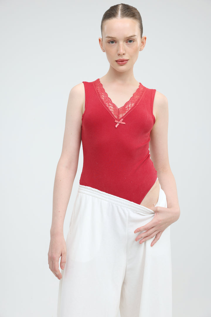 Answer Red Bodysuit