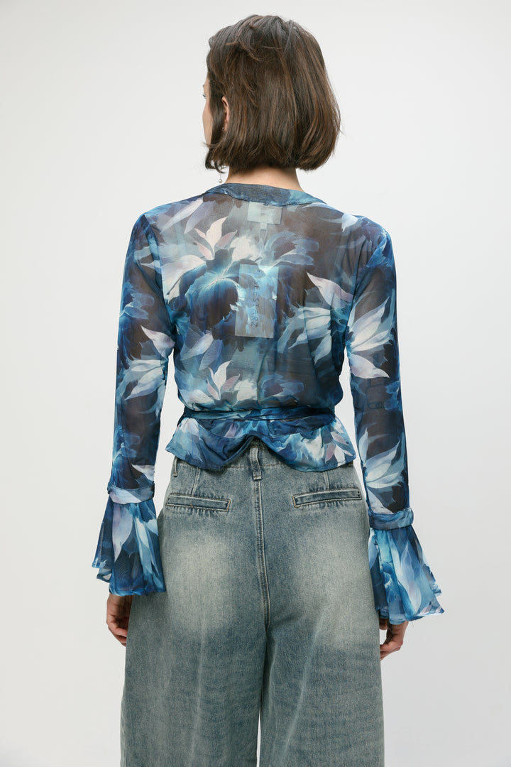 Mirage Blue Wrap Top