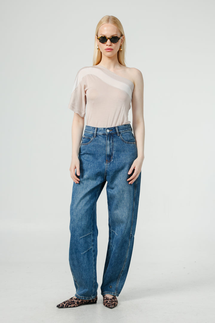 Treat Beige One Shoulder Top