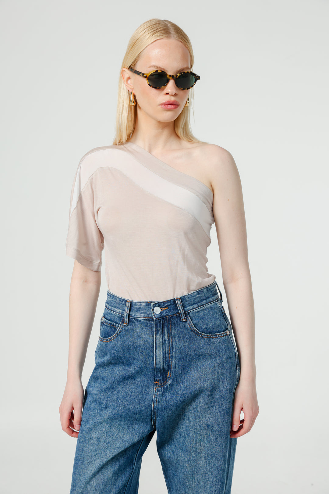 Treat Beige One Shoulder Top