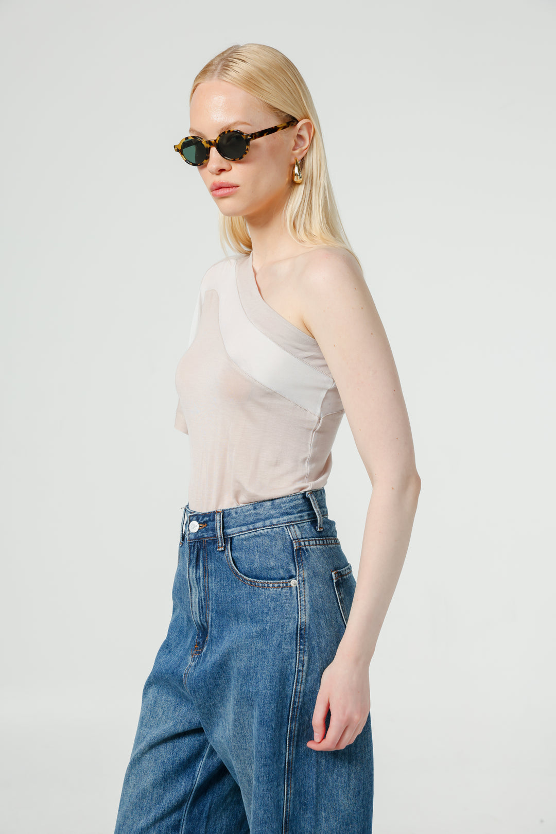 Treat Beige One Shoulder Top