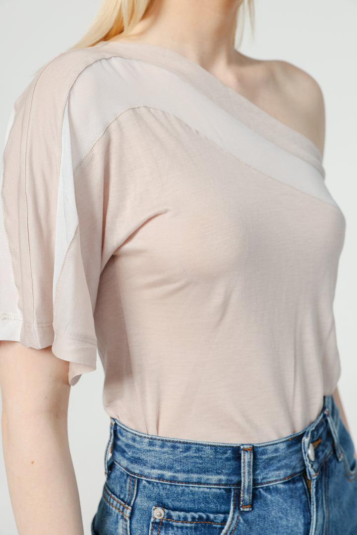Treat Beige One Shoulder Top
