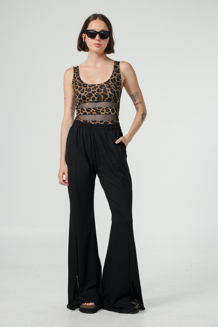 Lace Black Wide Leg Bottoms