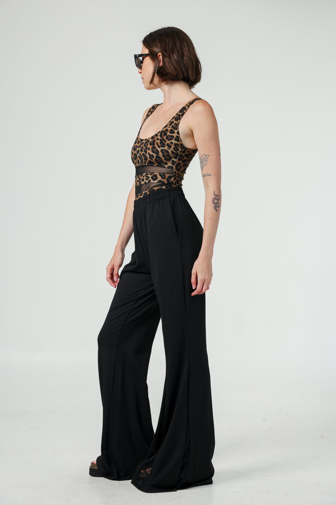 Lace Black Wide Leg Bottoms