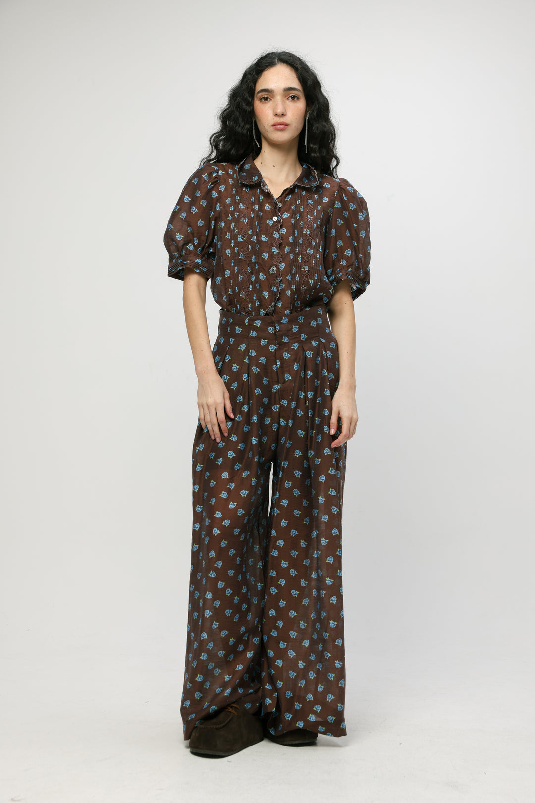 Brown Floral Wide Bottoms