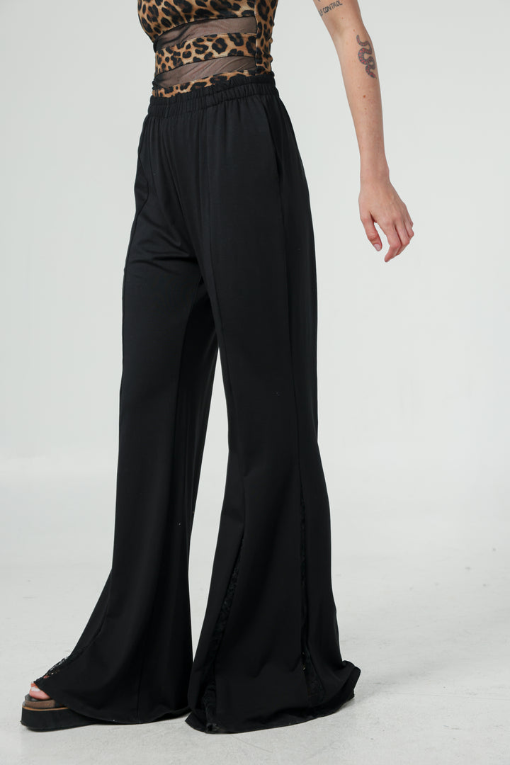 Lace Black Wide Leg Bottoms