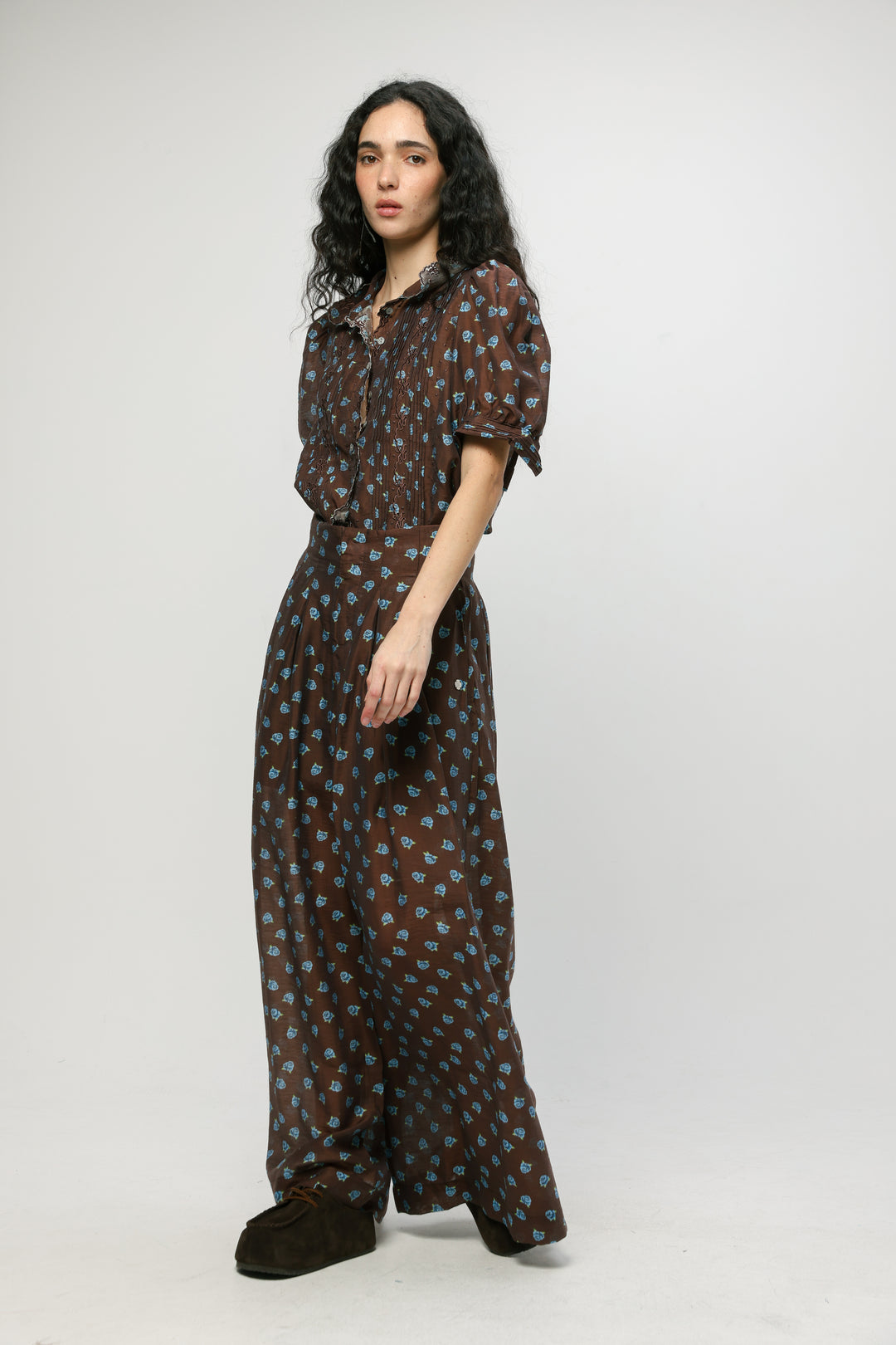 Brown Floral Blouse